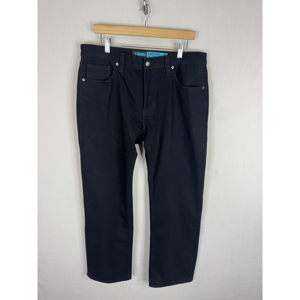 Rock & Roll Denim Mens Revolver Straight Slim Straight Leg Black Jeans 35x30